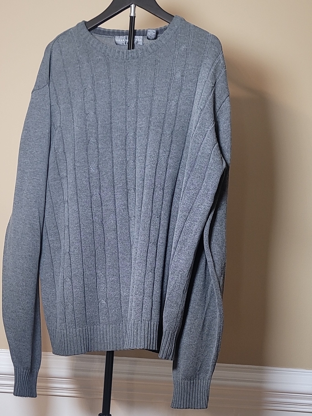 Oscar de la Renta Men's Ribbed Crewneck Sweater - Gray